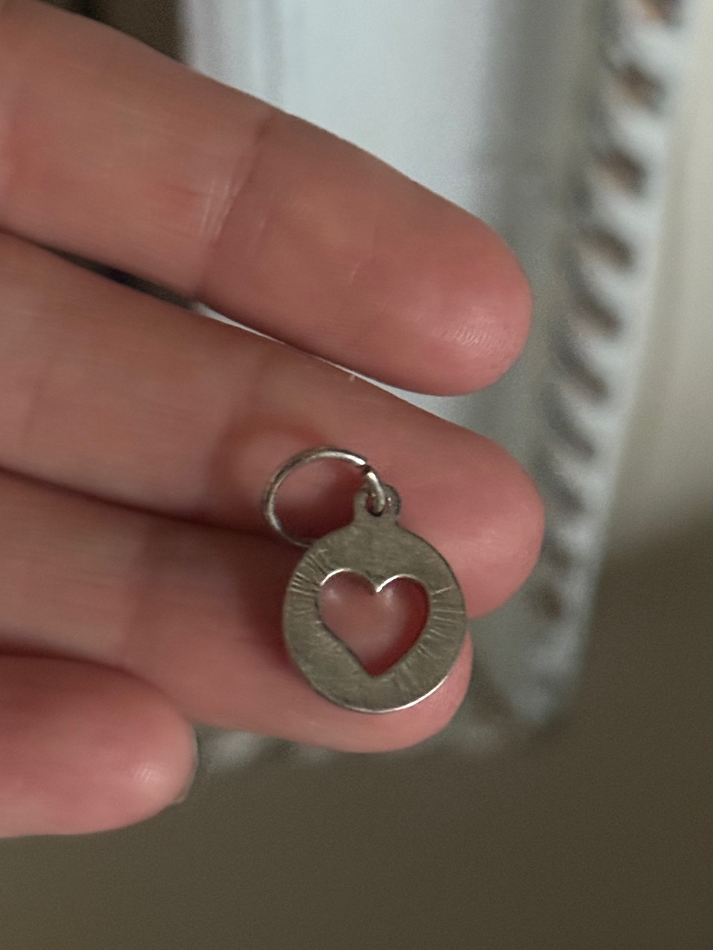 Vintage Silver tone Heart Cutout Charm Pendant